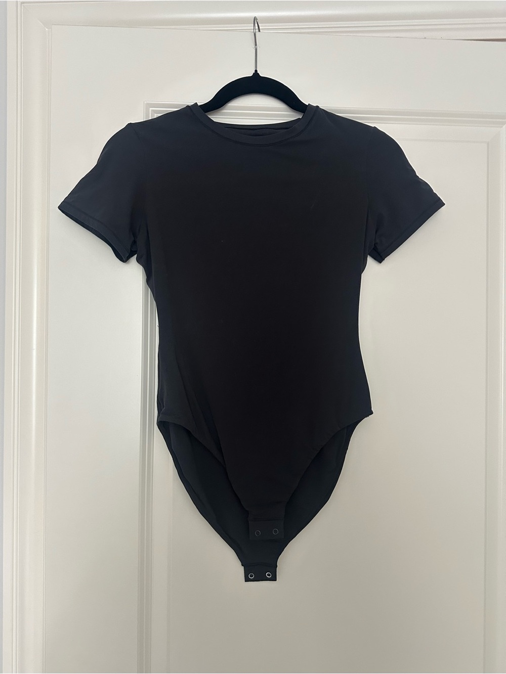 SKIMS Black Short Sleeve Stretch Bodysuit
